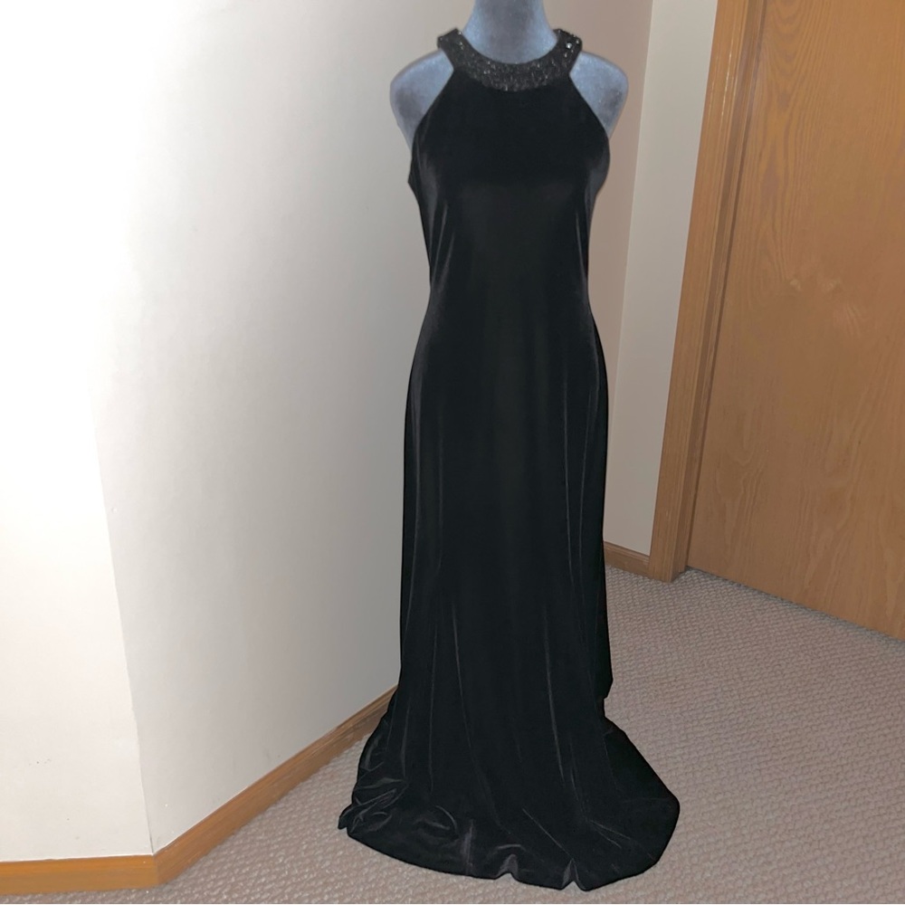 Black Velvet Vintage Evening Gown